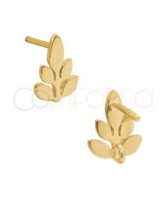 Aretes rama con anilla 8 x 10mm Plata chapada en oro