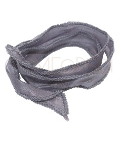 Natural silk edged ribbon grey 60cm
