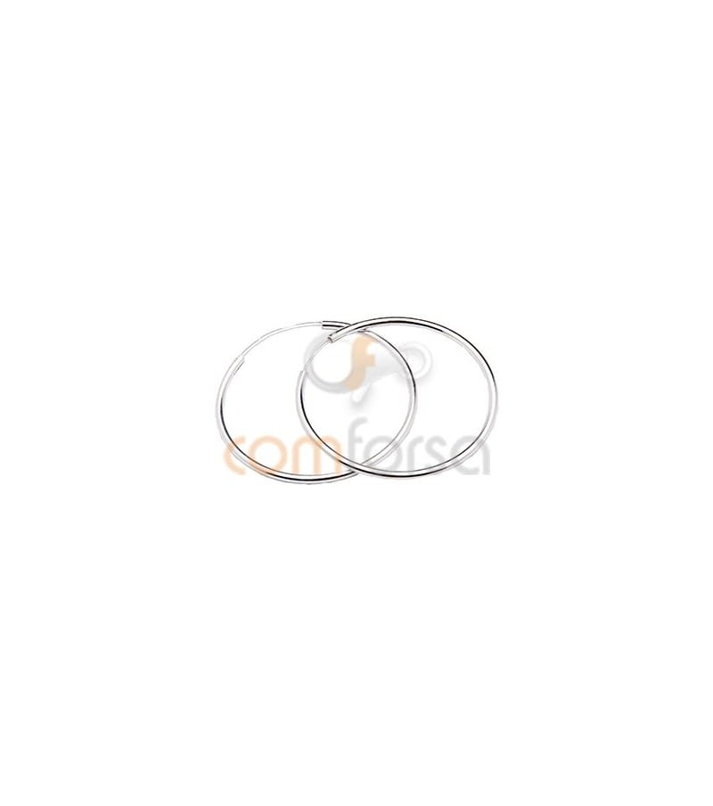 Sterling silver 925 Hoop earrings 2 mm thick 50 mm.