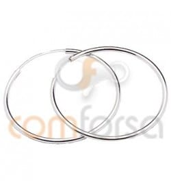 Sterling silver 925 Hoop earrings 2 mm thick 50 mm.