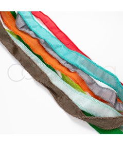 Natural silk edged ribbon aquamarine 60cm