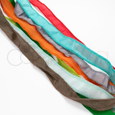 Natural silk edged ribbon terracotta 60cm