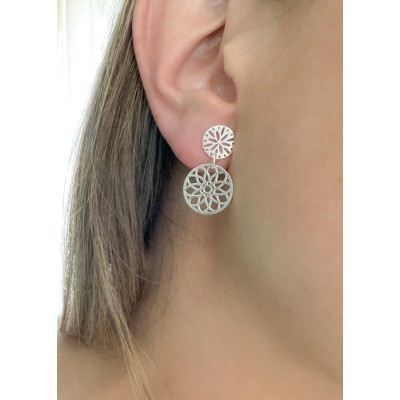 Aretes flor calado 10mm Plata 925