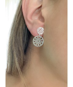 Aretes flor calado 10mm Plata 925