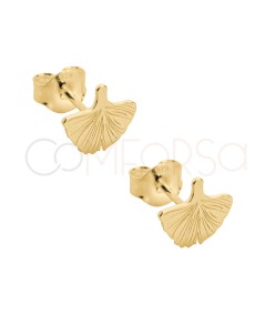 Gold-plated sterling silver 925 Ginkgo Biloba leaf earrings 8mm