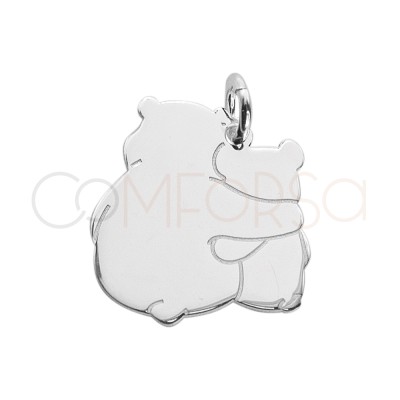 Sterling silver 925 hugging bears pendant 12 x 18mm