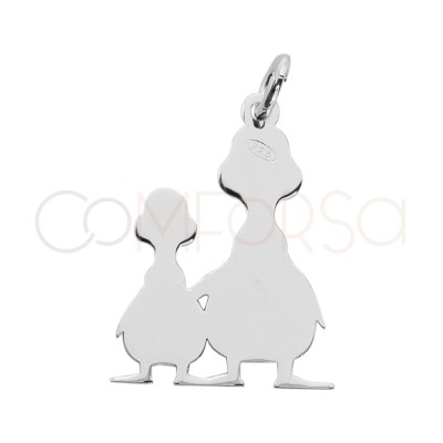 Colgante mamá pata y patito 14 x 20mm Plata 925