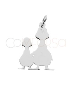 Colgante mamá pata y patito 14 x 20mm Plata 925