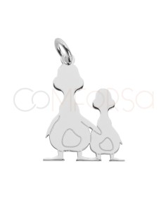 Colgante mamá pata y patito 14 x 20mm Plata 925