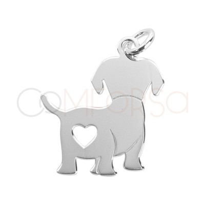 Colgante labrador corazón 18 x 17mm Plata 925