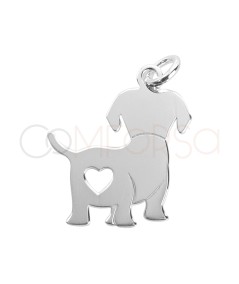 Colgante labrador corazón 18 x 17mm Plata 925