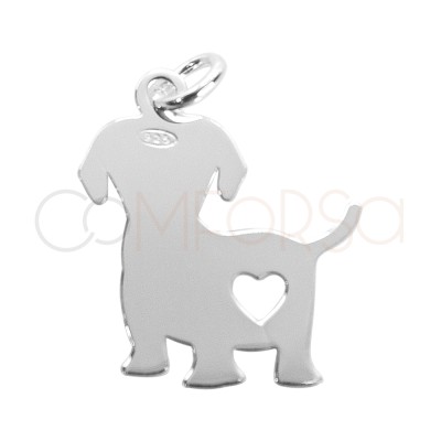 Colgante labrador corazón 18 x 17mm Plata 925