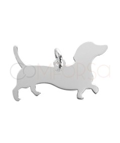 Dije silueta de perro salchicha 25 x 12mm Plata 925