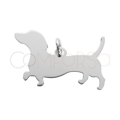 Dije silueta de perro salchicha 25 x 12mm Plata 925