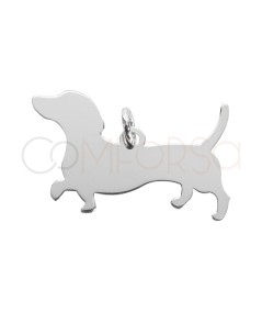 Dije silueta de perro salchicha 25 x 12mm Plata 925