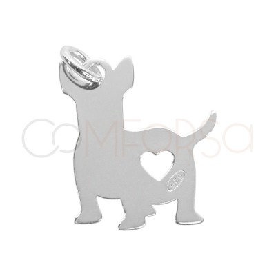 Grabación + Colgante chihuahua corazón 18 x 17mm Plata 925