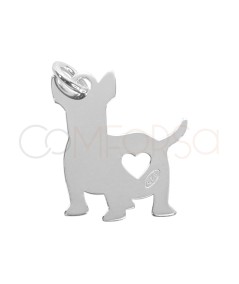 Grabación + Colgante chihuahua corazón 18 x 17mm Plata 925