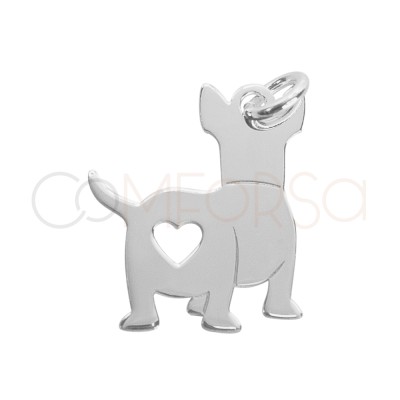 Grabación + Colgante chihuahua corazón 18 x 17mm Plata 925