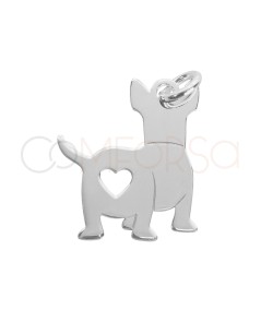 Grabación + Colgante chihuahua corazón 18 x 17mm Plata 925