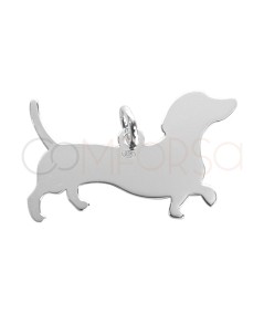 Engraving + Sterling silver 925 Dachshund silhouette pendant 25 x 12mm