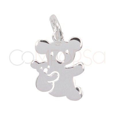 Colgante Koala con bebé 9 x 10mm Plata 925