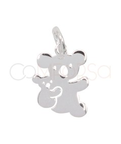 Colgante Koala con bebé 9 x 10mm Plata 925