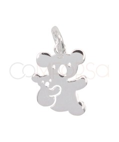 Engraving + Sterling silver 925 koala with baby pendant 9 x 10mm