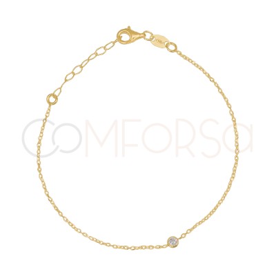 Pulsera circonita central 17 + 3cm Plata bañada en oro