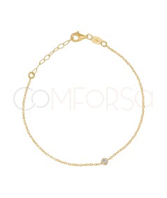 Pulsera circonita central 17 + 3cm Plata bañada en oro