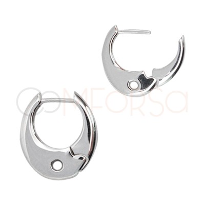 Sterling silver 925 oval hoop earrings 13.6 x 15mm