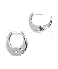 Sterling silver 925 oval hoop earrings 13.6 x 15mm