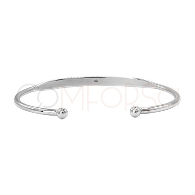 Pulsera semi plana bola final 64mm Plata 925