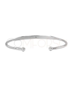 Pulsera semi plana bola final 64mm Plata 925