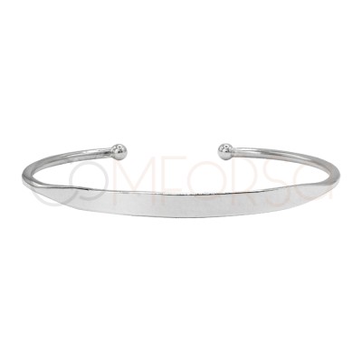 Pulsera semi plana bola final 64mm Plata 925