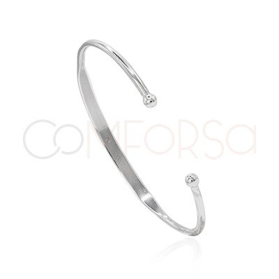 Pulsera semi plana bola final 64mm Plata 925