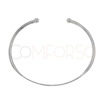 Pulsera semi plana bola final 64mm Plata 925