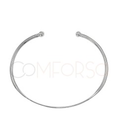 Pulsera semi plana bola final 64mm Plata 925