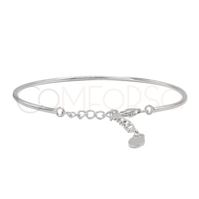 Pulsera rígida tubo 16cm + 4cm Plata 925