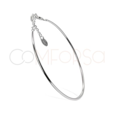 Pulsera rígida tubo 16cm + 4cm Plata 925