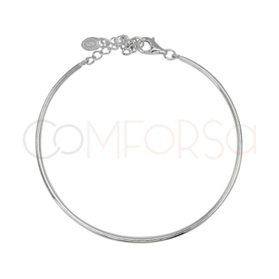 Pulsera rígida tubo 16cm + 4cm Plata 925