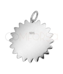 Engraving + Sterling silver 925 plain sun pendant 19.5mm