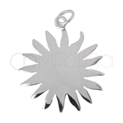 Sterling silver 925 sun pendant with smooth centre 25mm