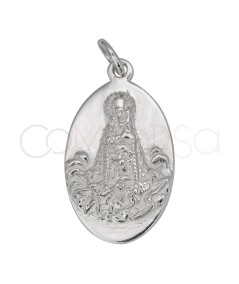 Sterling silver 925 Our Lady of the Forsaken oval pendant 13 x 20mm