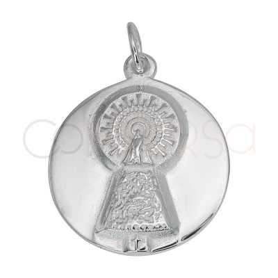 Dije redondo Virgen del Pilar 18mm Plata 925