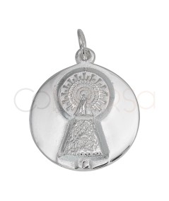 Colgante redondo Virgen del Pilar 18mm Plata 925