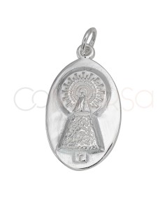 Colgante ovalado Virgen del Pilar 13 x 20mm Plata 925