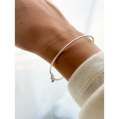 Pulsera rígida tubo 16cm + 4cm Plata 925