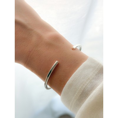 Sterling silver 925 stoned flat bracelet 65mm