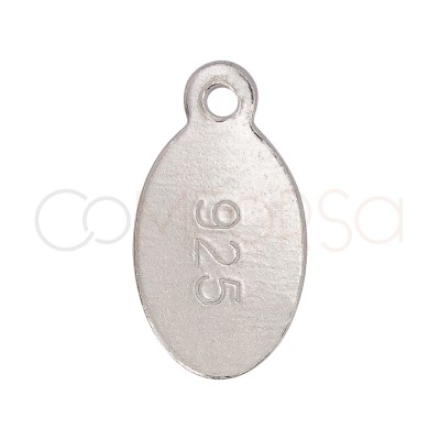 Sterling silver 925 oval hallmark tag 6 x 11 mm