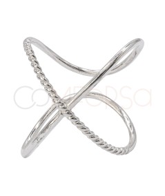 Anillo X combinada rizada Plata 925